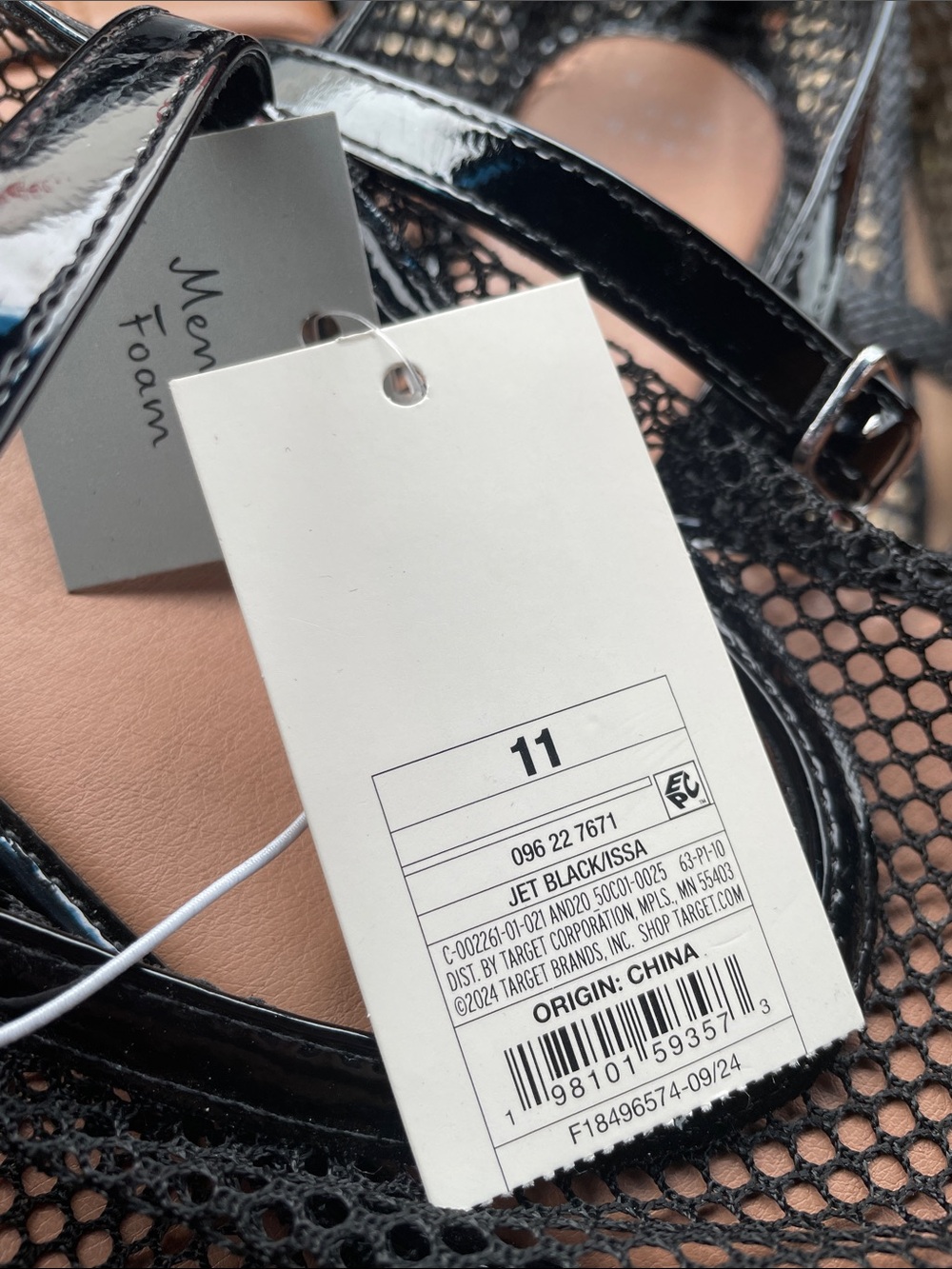 NWT a new day Jet Black/ Issa Black Mesh Mary Jane Flats - Picture 2 of 3
